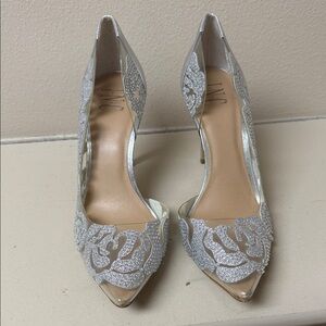 INC International Concepts Silver Glitter Heels
